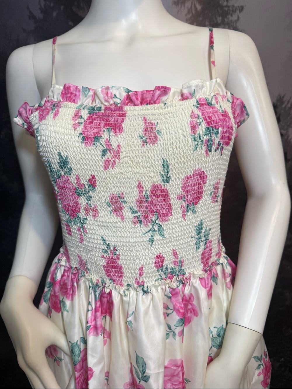 LoveShackFancy Pink and White Floral Smocked Sundress - Picture 4 of 10